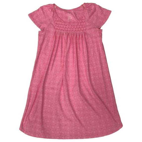 Womens Quilted Pink Floral Short Sleeve Nightgown Night Gown Medium