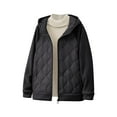 thumbnail image 1 of Womens Quilted Puffer Jackets Lightweight Winter Warm Hooded Textured Full Zip Sweatshirts Casual Athletic Outdoor Tops (L, Black), 1 of 3