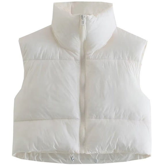 Womens Quilted Puffer Vest Collared Sleeveless Padded Jackets Winter Warm Coat