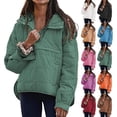 thumbnail image 1 of Womens Quilted Pullover Puffer Jacket Lightweight Oversized Hooded Winter Puffer Coat Light Warm Outerwear Pockets, 1 of 6