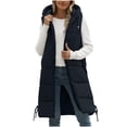 thumbnail image 1 of Womens Quilted Vest Casual Solid Coat Hooded Vest Puffer Sleveless Hoodies Zipper Pocket Loose Sleeveless Jacket Long Light Jackets Puffer Down Coat Thickened Winter Warm Jacket, 1 of 7