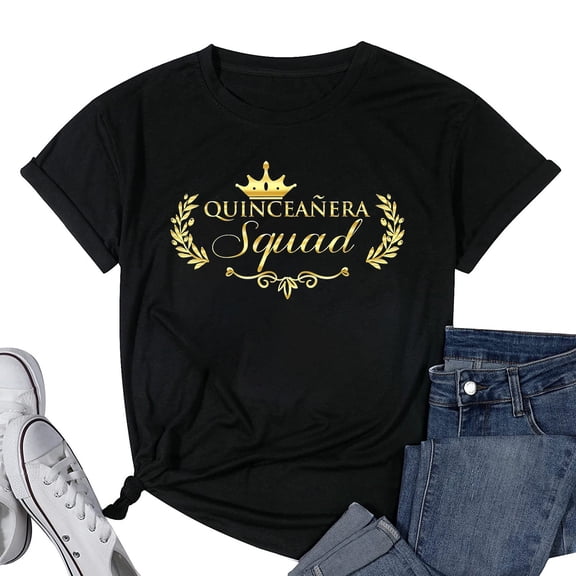 Womens Quinceanera Squad Cute Quince Celebration Gift T-Shirt Black Small