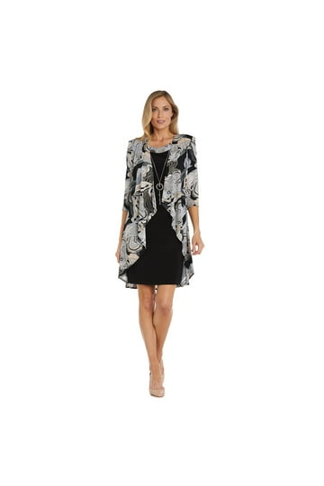 knee length dresses for ladies Mother of the Bride Long Evening Jacket Dress by R&M Richards 7300 – The  Dress Outlet main image 1