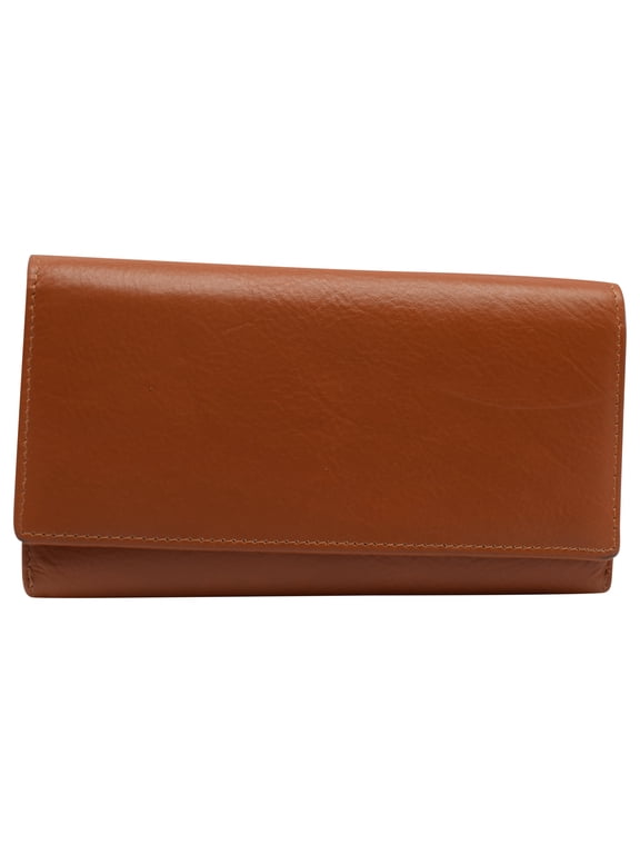 Womens RFID Genuine Leather Wallet Clutch Zip Around Checkbook Organizer for Ladies