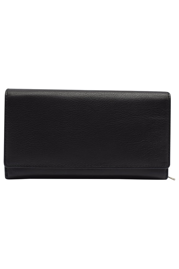 Womens RFID Genuine Leather Wallet Clutch Zip Around Checkbook Organizer for Ladies