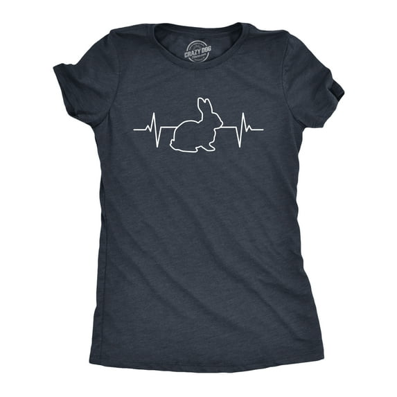 Womens Rabbit Heart Beat T Shirt Funny Cool Easter Bunny Pulse Monitor Tee for Ladies Womens Graphic Tees