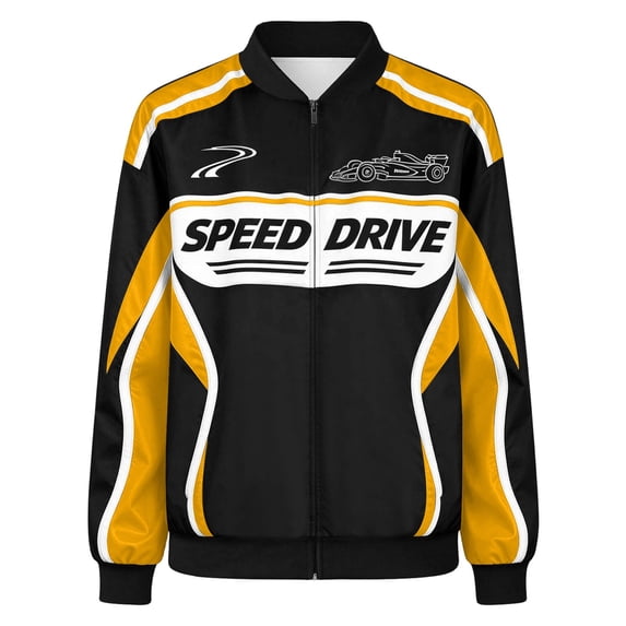 Womens Race Car Driver Jacket Vintage Zip Up Racing Cropped Bomber ...