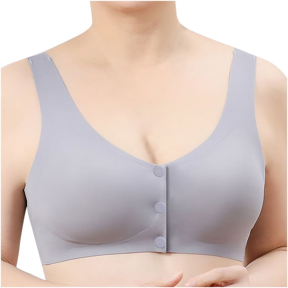 Womens Racerback Bras Full-Coverage Bra Feature V-Neck No Underwire Bra Style W-1108 Hook and Eye Closure Bras Wireless Gray-b L