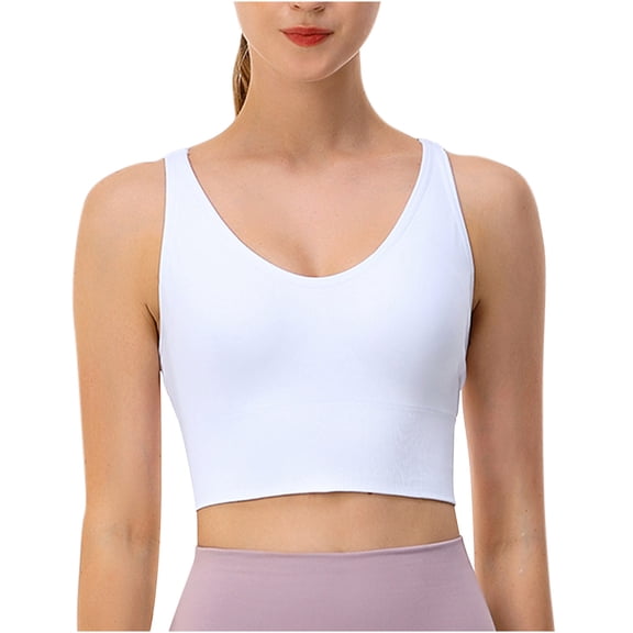 Womens Racerback Bras Padded Bra Feature V-Neck Bralette Bra Style W-734 White L