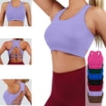 thumbnail image 1 of Womens Racerback Sports Bra with Removable Pads Cross Back Strappy Yoga Bra Medium Support Padded Athletic Workout Crop Top for Gym Running, 1 of 6