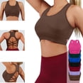 thumbnail image 1 of Womens Racerback Sports Bra with Removable Pads Cross Back Strappy Yoga Bra Medium Support Padded Athletic Workout Crop Top for Gym Running, 1 of 6