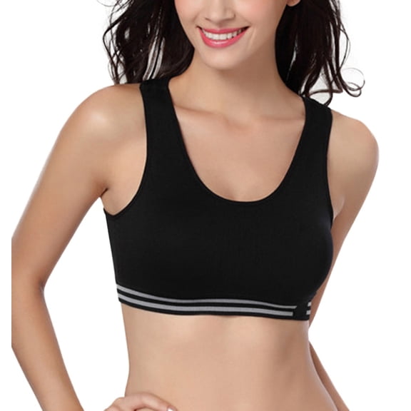 Womens Racerback Stripe Sports Bra-High Impact Yoga Workout Fitness Active Crop Tops