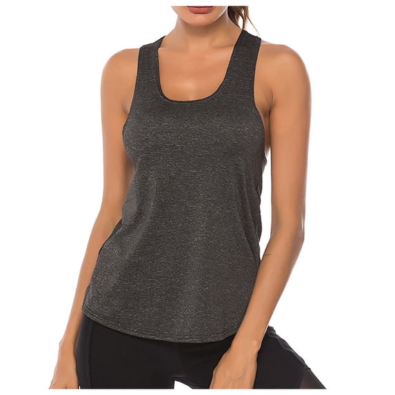 Womens Racerback Tank Top Basic Athletic Sleeveless Summer Running Gym Workout Training Vest Top Activewear L