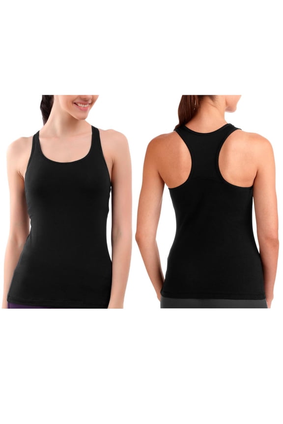 Womens Racerback Tank Top Seamless Stretch Sleeveless Solid Cami Sports Black