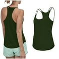 thumbnail image 1 of Womens Racerback Tank Tops Workout Yoga Tees Scoop Neck Hollow-Out Strappy Sleeveless Gym Shirt with Pleats (M, Green), 1 of 8