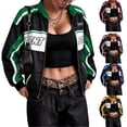Cars Racing Food Womens Racing Jacket Loose Vintage Zip Up Race Car Varsity Bomber ...