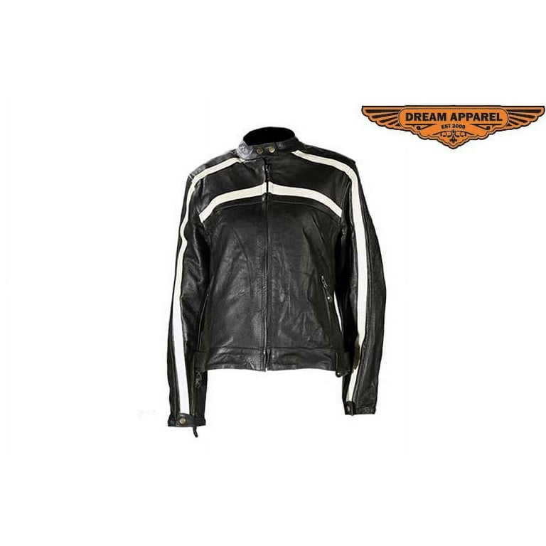 Black jacket top white stripes womens