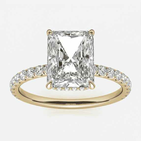 Womens Radiant Cut Moissanite Ring in Yellow Gold Plated Over Sterling Silver by Auory