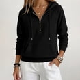 thumbnail image 1 of Womens Raglan Hoodies Half Zip Up Drawstring Long Sleeve Sweatshirts Fall Loose Casual Hooded Sweatshirts with Pocket, L, 1 of 6