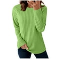 thumbnail image 1 of Womens Raglan Long Sleeve Tops Textured Solid Color Trendy Fall Clothes Crewneck Pullover Casual Sweatshirts (S, Green), 1 of 7