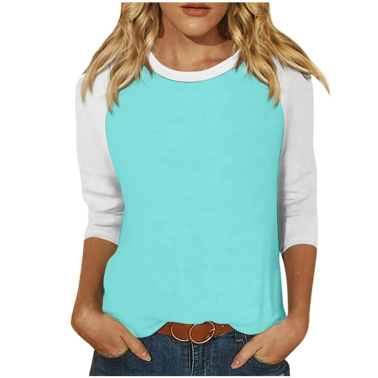 Womens Raglan T-Shirt 3/4 Sleeve Athletic Baseball Tee