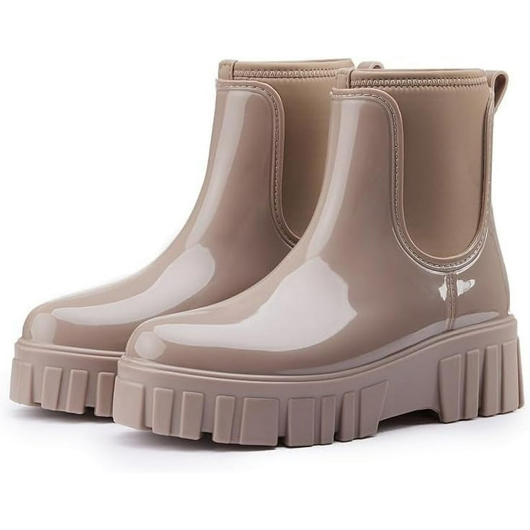 Womens Rain Boots Waterproof Platform Rubber Rainboots Comfortable Short Shoes Ankle Garden Boots for Outdoor Work