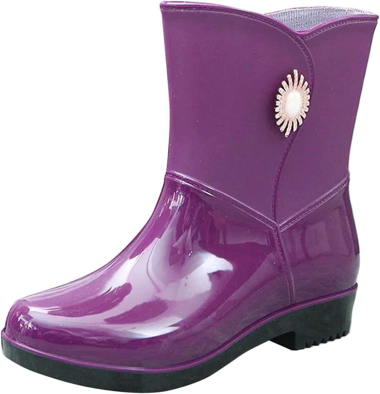 Womens Rain Boots Wide Calf,Women's MidCalf Waterproof Garden Shoes