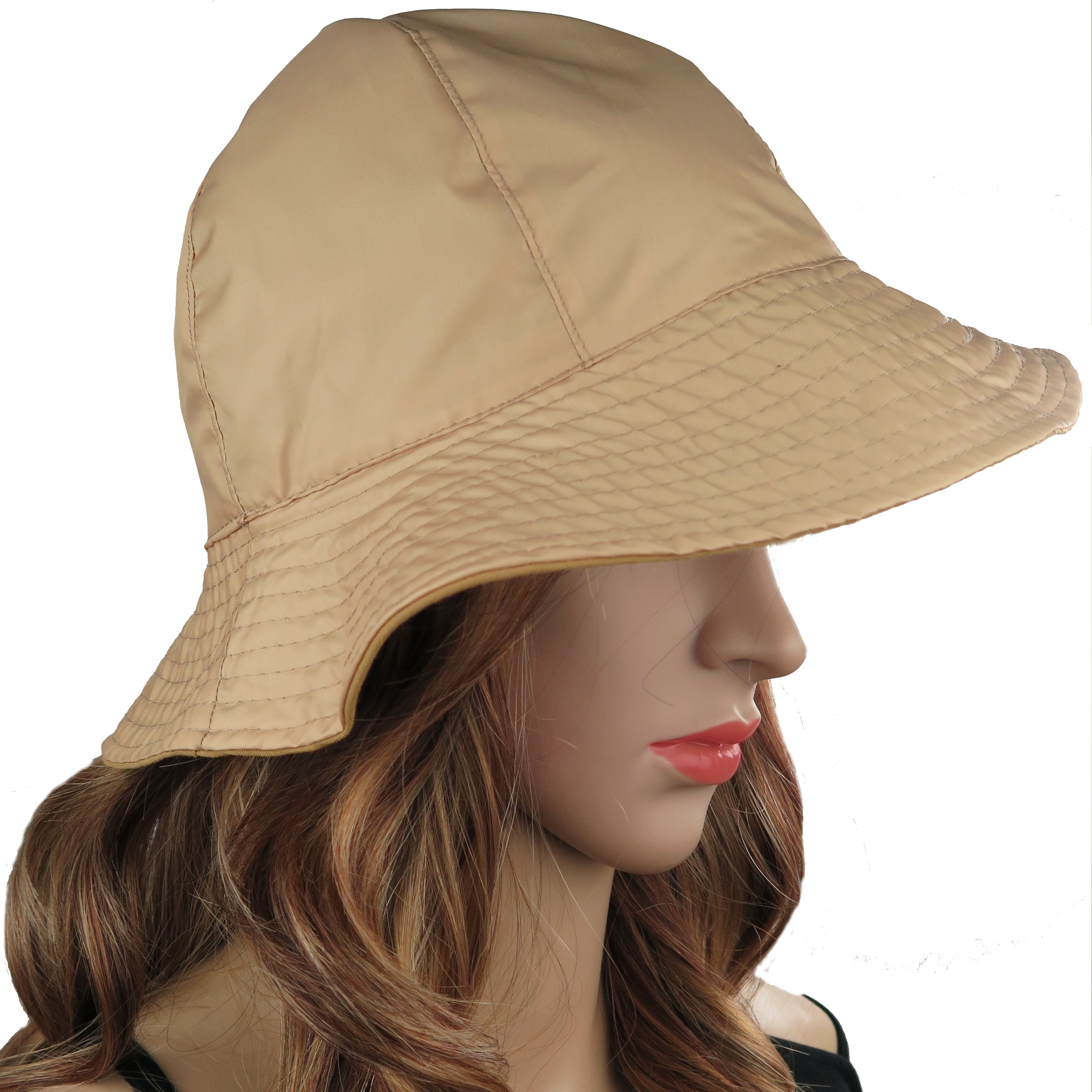 帽子 BASICKS Cloche Backet Hat Womens Rain Hat 2-in-1 Reversible Cloche Bucket Hat - Walmart.com