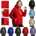 thumbnail image 1 of Womens Rain Jacket Casual Full Zip Hooded Long Sleeve Solid Color Zip Up Windbreaker with Pockets, 1 of 8