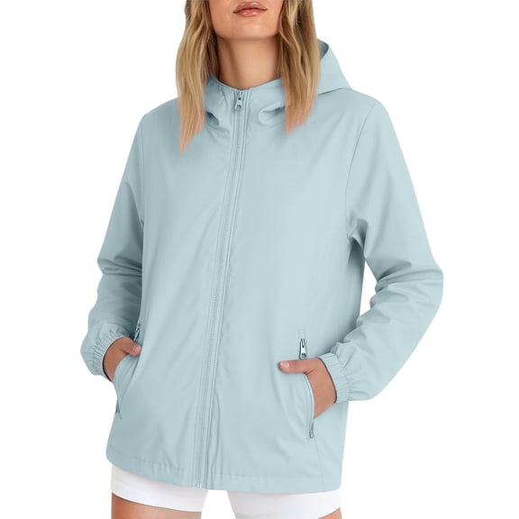 Womens Rain Jacket With Hood Peasant Blouse Comfortable Summer Clothes For Women Womens Summer Tops Flowy Tops For Women Summer Hoodies For Women Rain Jacket Women Womens Spring Jacket