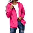 thumbnail image 1 of Womens Rain Jacket with Hood Raincoat Rainy Day Outfits Long Sleeve Tops Loose Fit Zip up Packable Plus Size Summer Outfits Lightweight Windbreaker,Hot Pink,S, 1 of 7