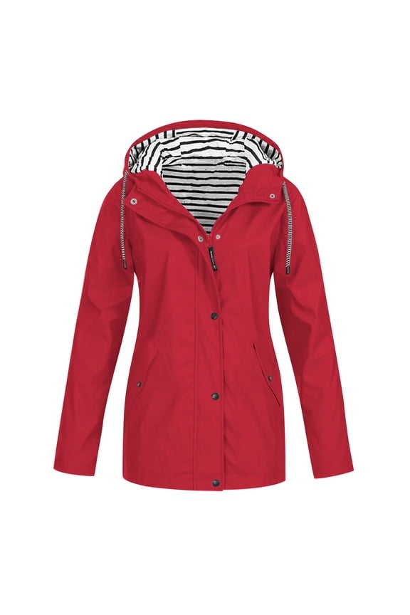 Womens Rain Jacket-Lightweight Insulated Water Resistant Slicker Shell Rain Coat Windbreaker