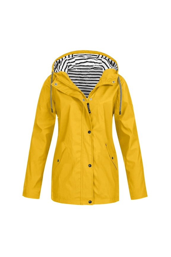Womens Rain Jacket-Lightweight Insulated Water Resistant Slicker Shell Rain Coat Windbreaker