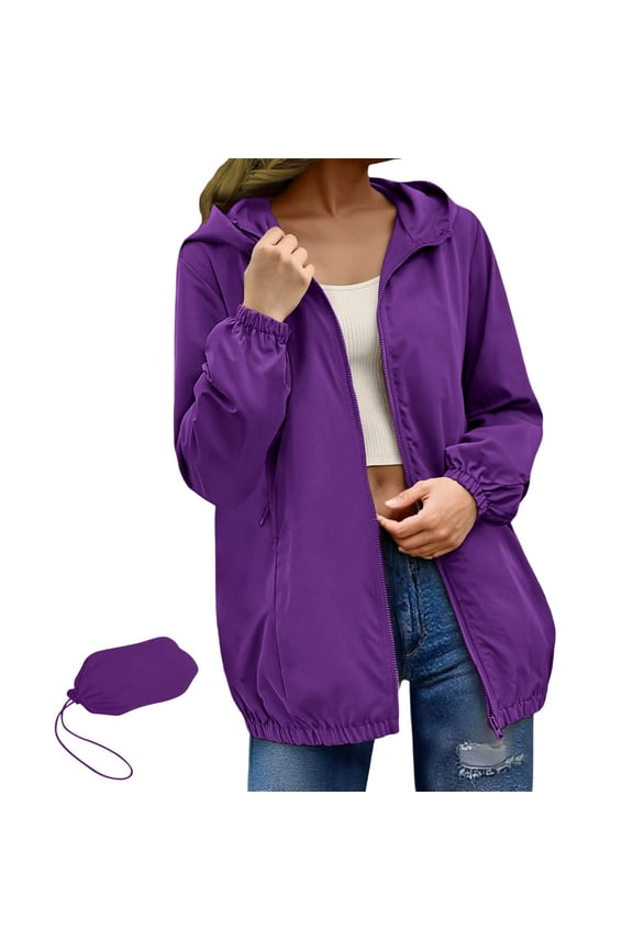 Womens Rain Jacket Raincoat Windbreaker Running Waterproof Lightweight Packable with Hood Travel Hiking Cycling Coats for Women