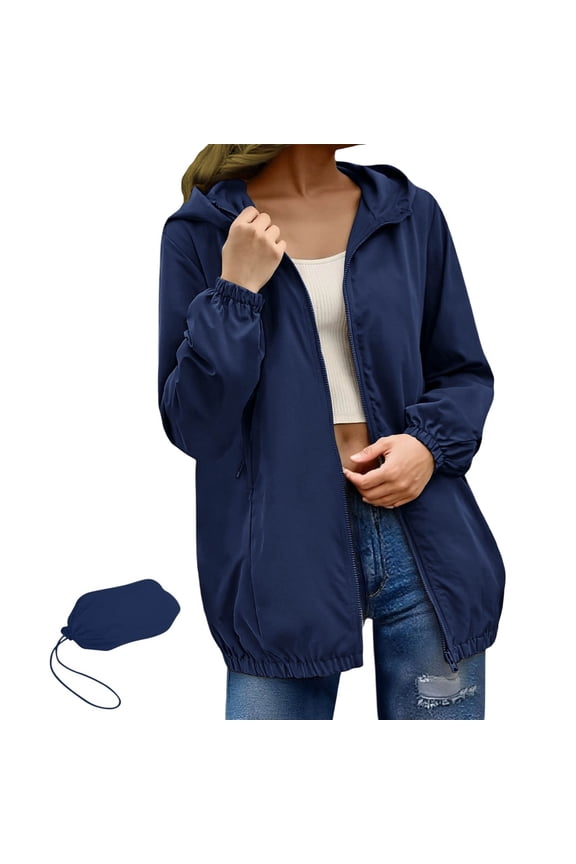 Womens Rain Jacket Raincoat Windbreaker Running Waterproof Lightweight Packable with Hood Travel Hiking Cycling Coats for Women