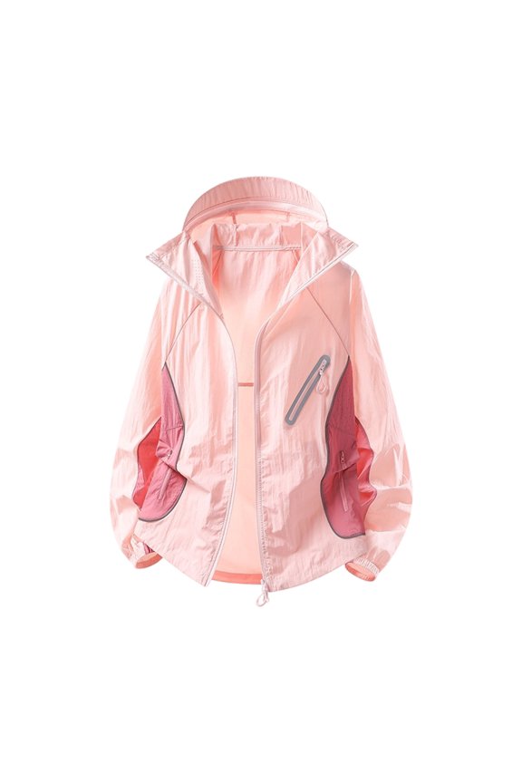 Womens Rain Jacket Summer Thin Cool Touch Hooded Sun Protection Lightweight Raincoat