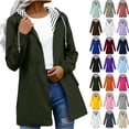 thumbnail image 1 of Womens Rain Jacket Waterproof Coat with Hood Solid Outdoor Plus Size Hooded Raincoat Windproof Pocket Coat, 1 of 8