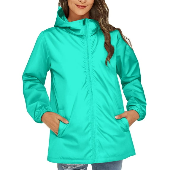 Womens Rain Jacket Waterproof, Yigetop Solid Color Trench Coat for Men and Women Waterproof Trench Coat Women Sky Blue 5XL