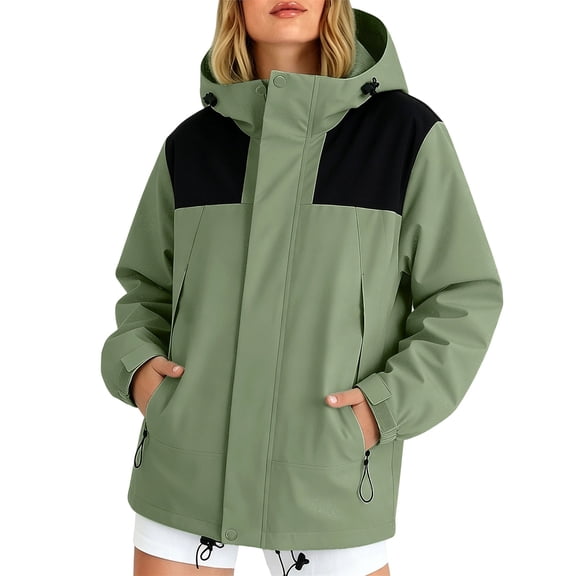 Womens Rain Jacket Wind Breaker Jackets Snow Running Hiking Ski Cycling Bike Winter Golf Rain Jacket Warm Thermal Spring Jackets for Women Rain Suits Waterproof