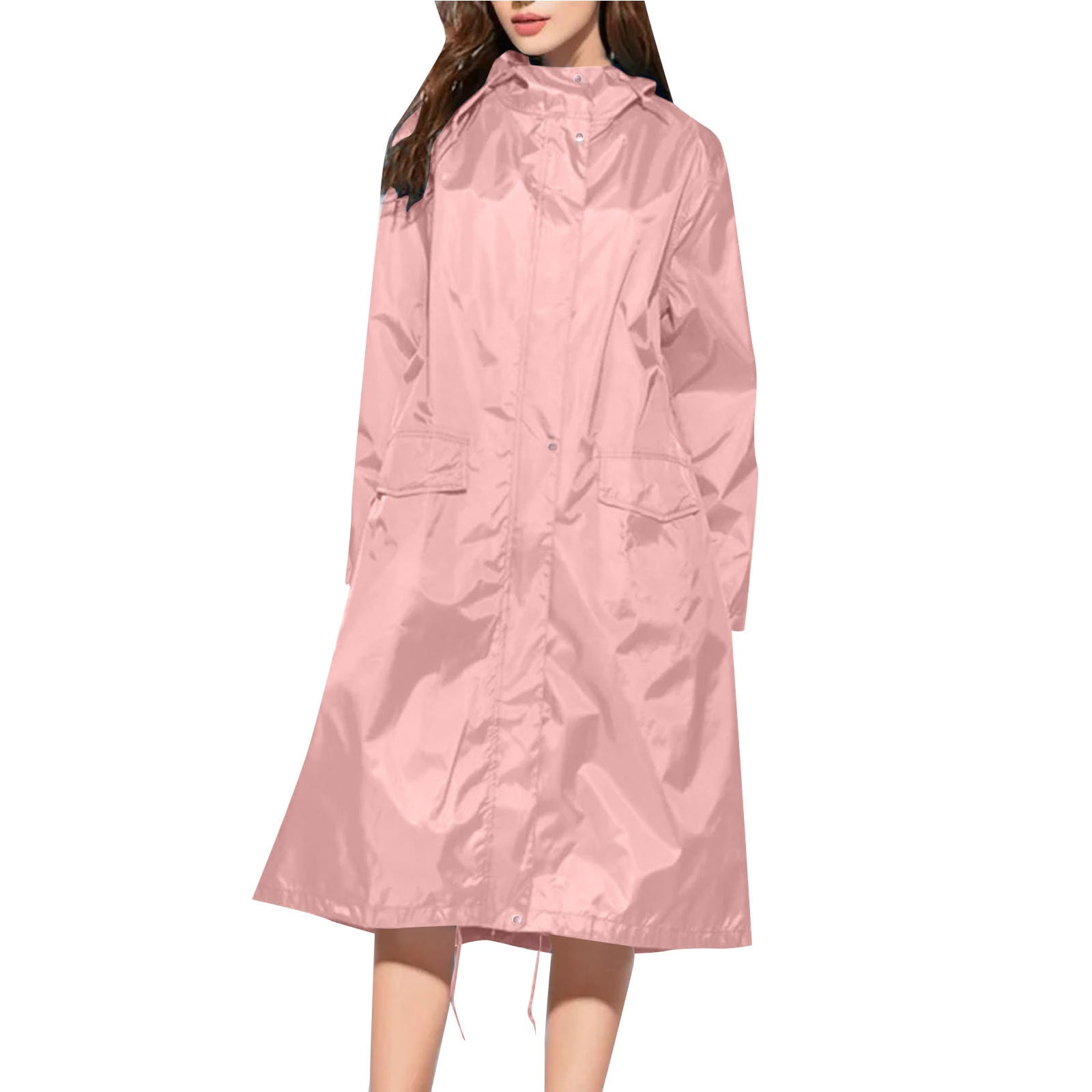 Womens Rain Jacket With Hood Lightweight Long Sleeve Windbreaker Zip Up