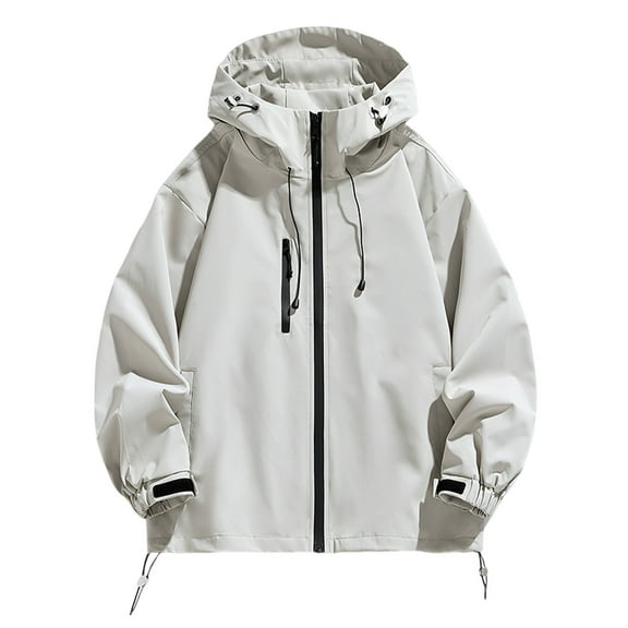 Womens Rain Jacket With Hood Sevevn Women Solid Rain Outdoor Plus Size Hooded Windproof Loose Coat Tops With Pocket