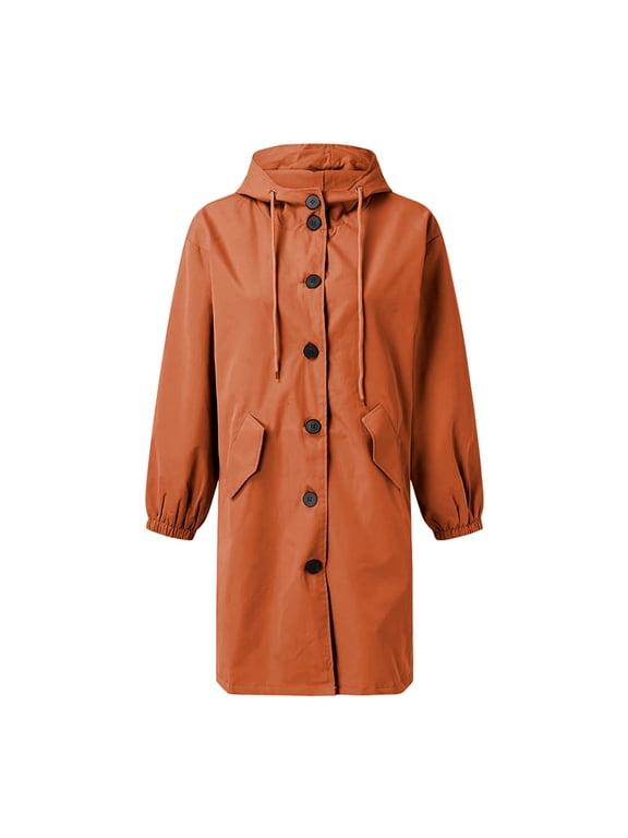 Womens Rain Long Jacket Warm Wind Breaker Jackets Golf Rain Jacket Button Down Ski Packable Lightweight Rain Jackets Snow Thermal Spring Jackets for Women Hikin