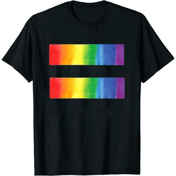 Womens Rainbow Equal Sign T-Shirt Rainbow Flag Lgbtq Equality Shirt Black 3X-Large