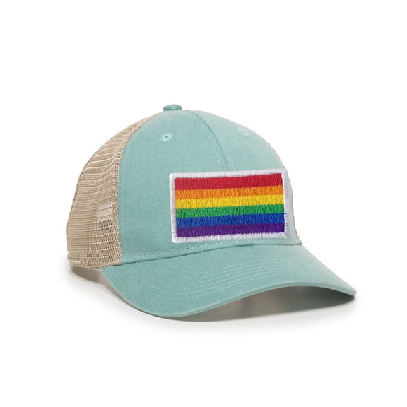 Womens Rainbow Gay & Lesbian Pride Flag Ponytail Mesh Back Cap