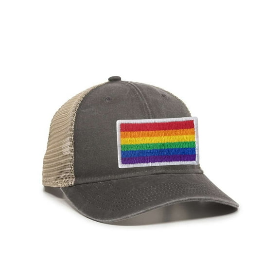 Womens Rainbow Gay & Lesbian Pride Flag Ponytail Mesh Back Cap