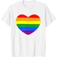 thumbnail image 1 of Womens Rainbow Heart Logo Lgbt Gay Pride Graphic Mp T-Shirt White Medium, 1 of 5