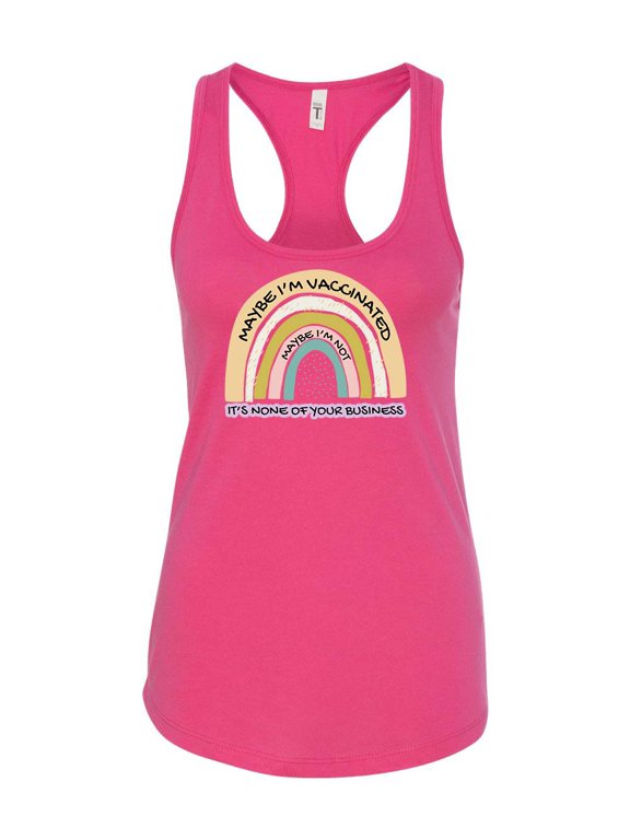Womens Rainbow Maybe I'm Vaccinated None of Your Business Funny Racerback Tank Top-Raspberry-xl