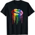 thumbnail image 1 of Womens Rainbow Pride Flag Lips Lgbt Pride Flag, Gay Pride Flag T-Shirt Black 4X-Large, 1 of 5
