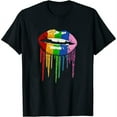 thumbnail image 1 of Womens Rainbow Pride Flag Lips Lgbt Pride Flag, Gay Pride Flag T-Shirt White Small, 1 of 5