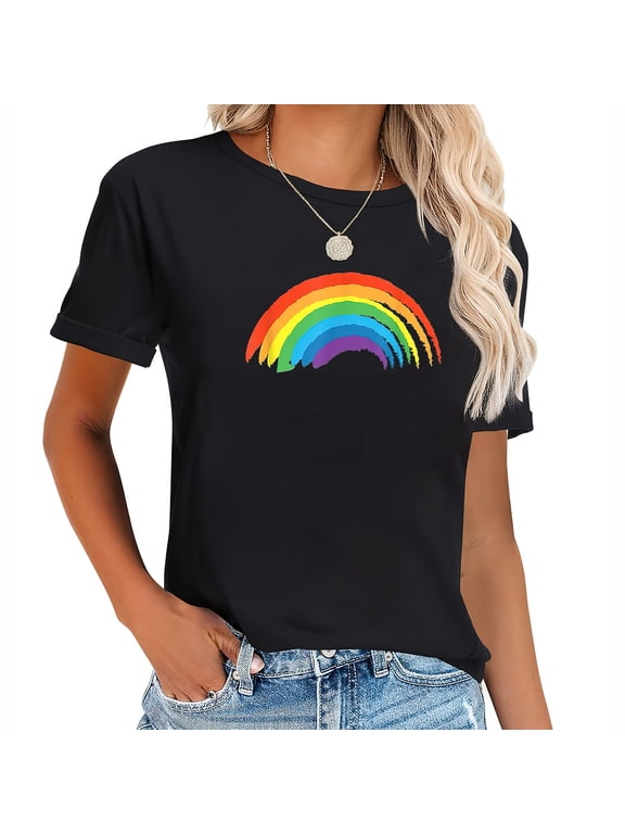 Womens Rainbow Pride Retro T-Shirt